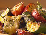 Broiled Zucchini and Potatoes with Parmesan Crust